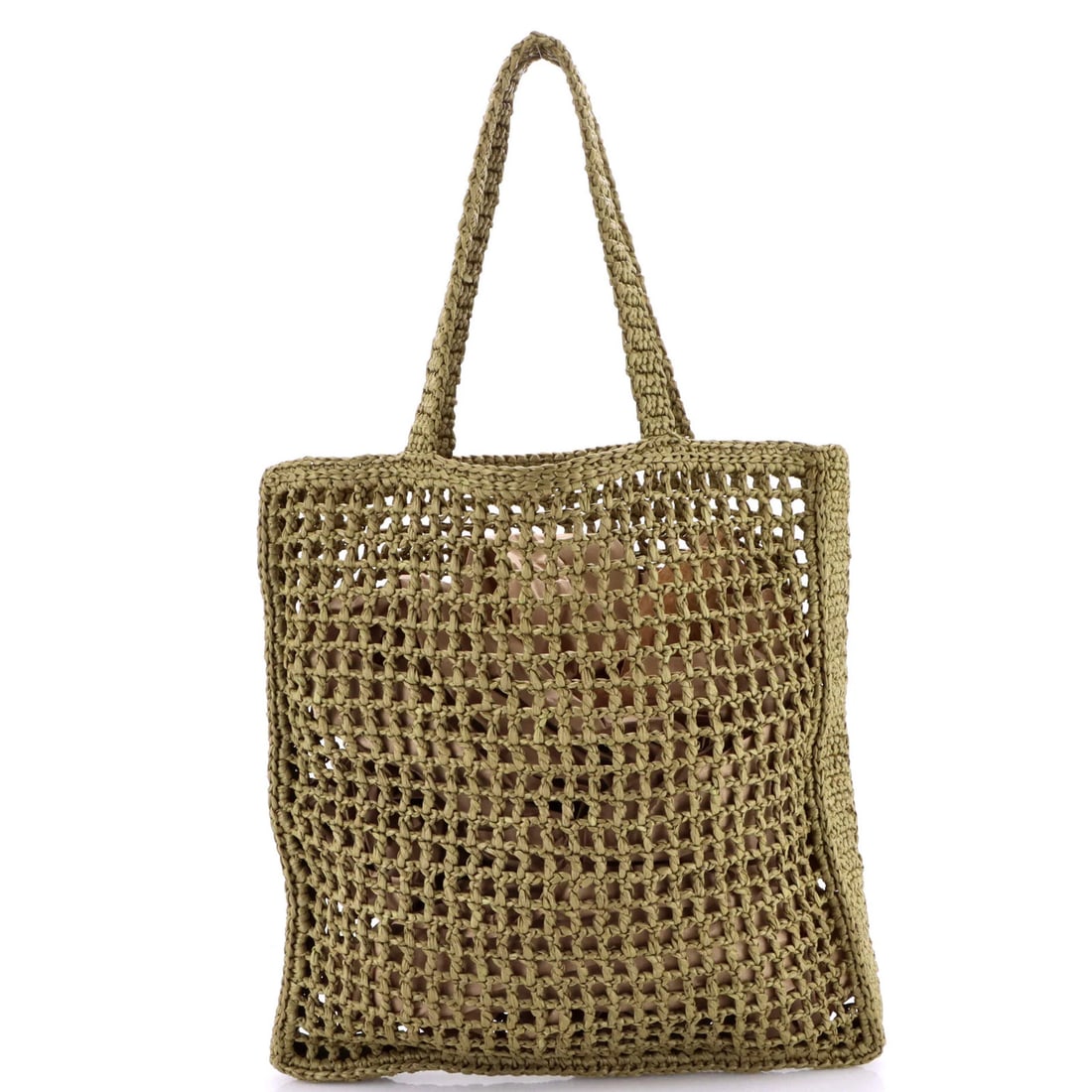 Raffia Prada Triangle Logo Open Tote - 3