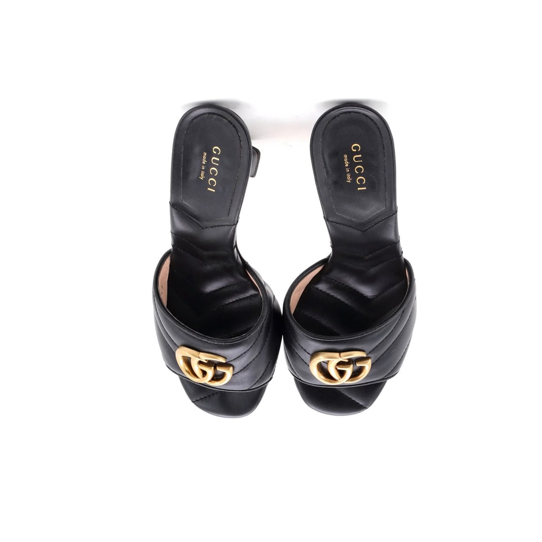 Leather Gucci Women's Marmont Slide Heeled Sandals Matelasse - 2
