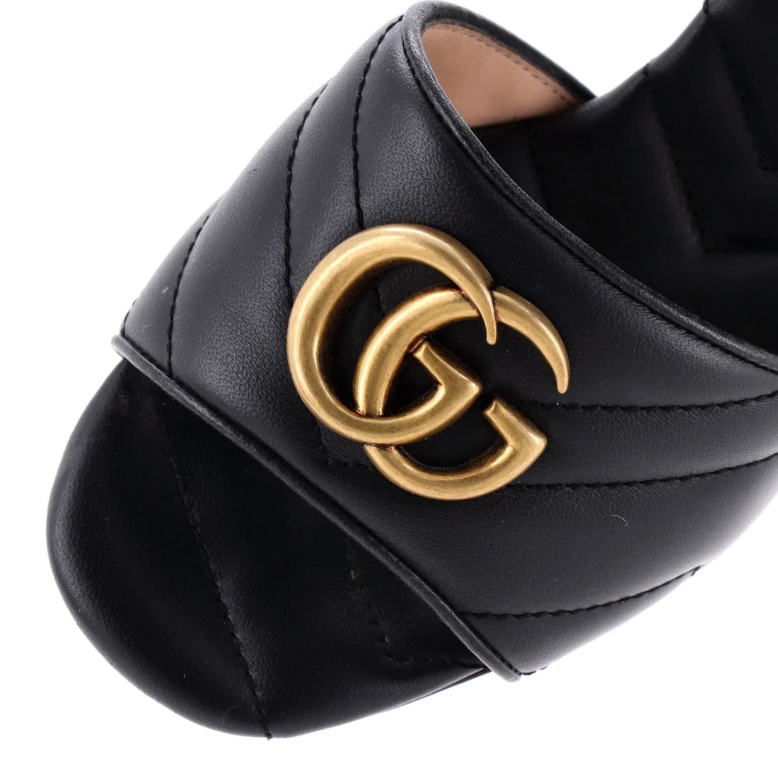 Leather Gucci Women's Marmont Slide Heeled Sandals Matelasse - 5