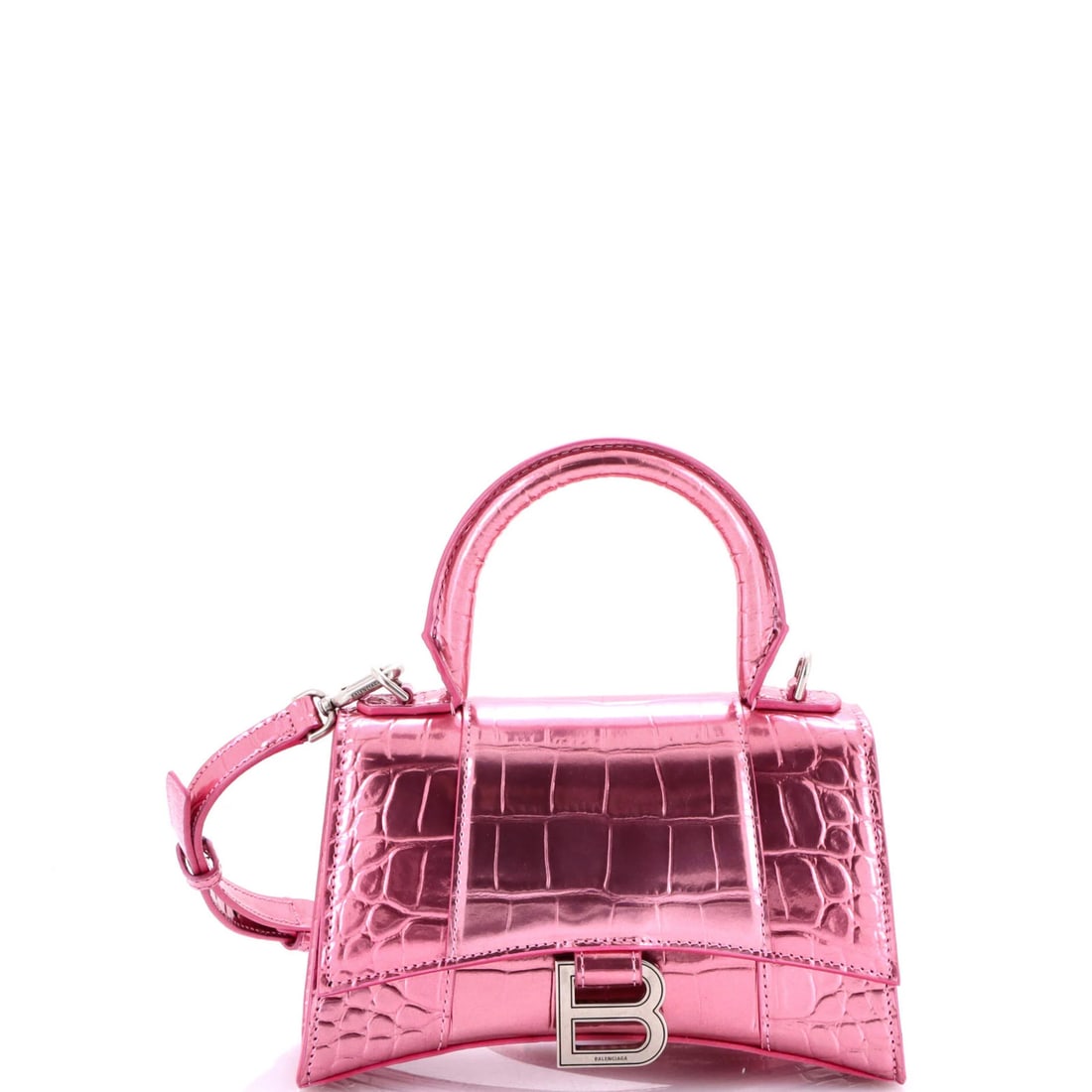 XS Balenciaga Hourglass Top Handle Bag Crocodile Embossed Leather (1 of 5)