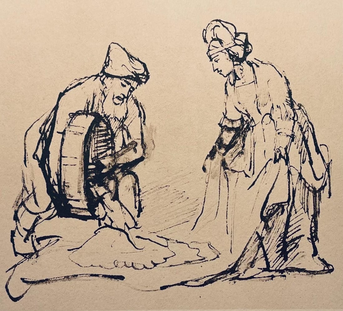 Collotype - Rembrandt van Rijn - Boaz Pouring Out Barley for Ruth (1 of 7)