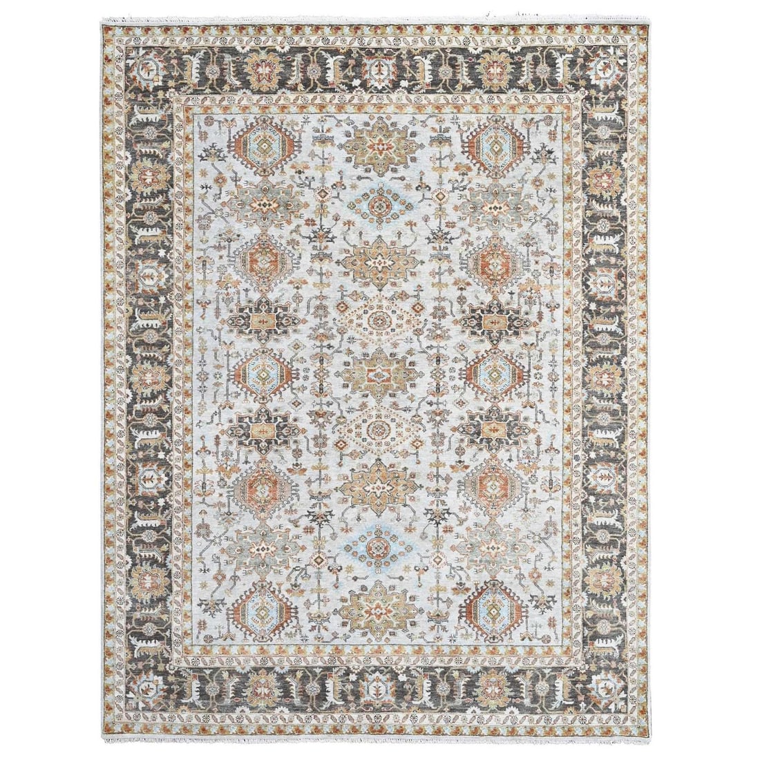 Rug 9'x11'10" Gray Karjihooz Design Medallions Hand Knotted Pure Wool (1 of 11)