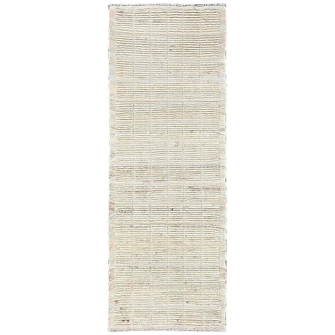 Rug 2'8"x7'5" Ivory Moroccan Weave Grid Design Hand Knotted Wool Runner: Rug 2'8"x7'5" Ivory Moroccan Weave Grid Design Hand Knotted Wool Runner This listing features Rug 2'8"x7'5" Ivory Moroccan Weave Grid Design Hand Knotted Wool Runner. Item specifics are provided below