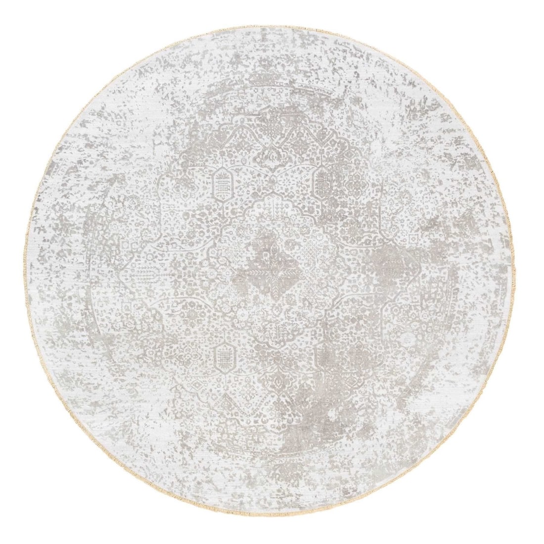 Rug 10'x10' Round Grey Broken Farsian Design Wool-Silk Hand Knotted (1 of 12)