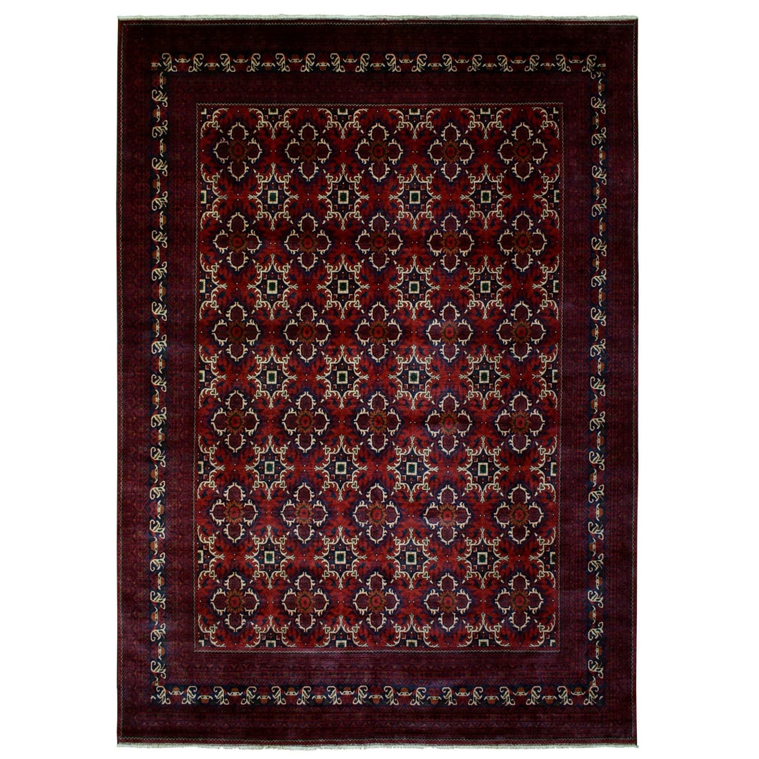 Rug 10'x13'8" Red Afghan Khamyab Soft Wool Geometric Design Hand Knotted (1 of 12)