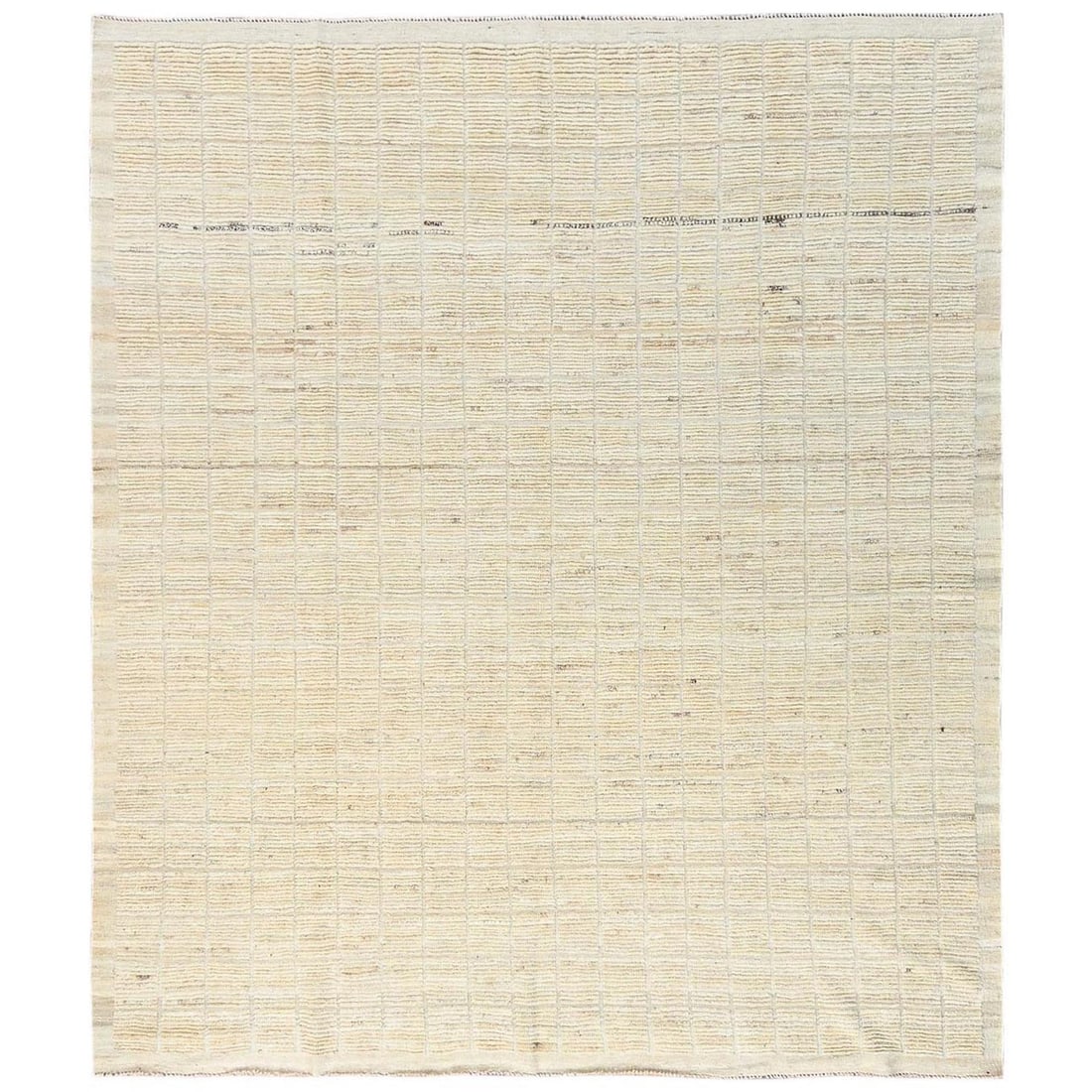 Rug 8'5"x10'3" Ivory Moroccan Weave Grid Design Hand Knotted Natural Wool (1 of 12)