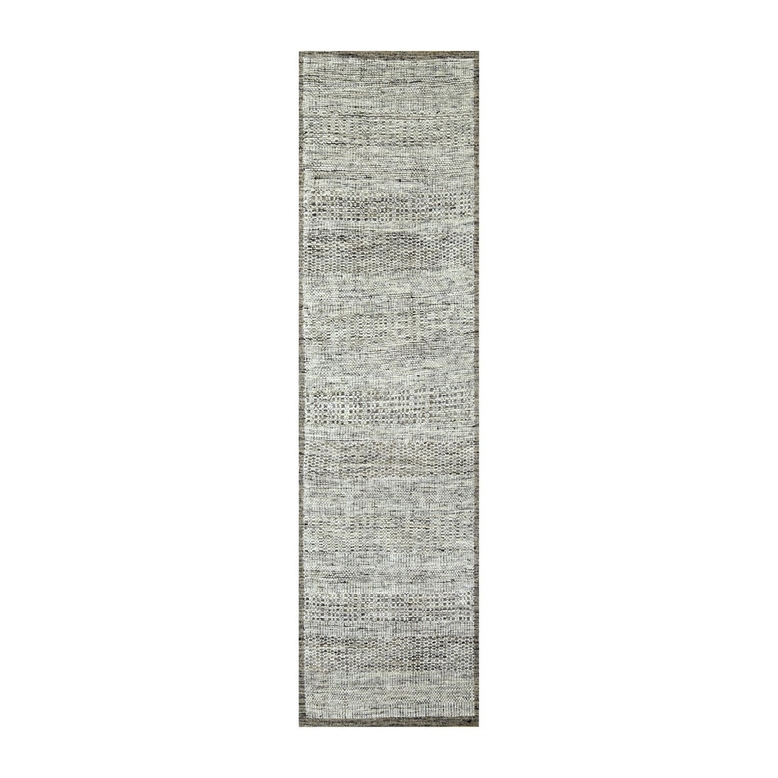 Runner 2'6"x8' Brown Organic Wool Rug Hand Knotted Oxidized Grass Design (1 of 7)