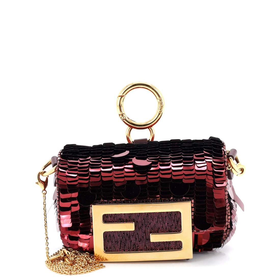 Nano Fendi Chain Baguette Charm Bag Sequins (1 of 5)