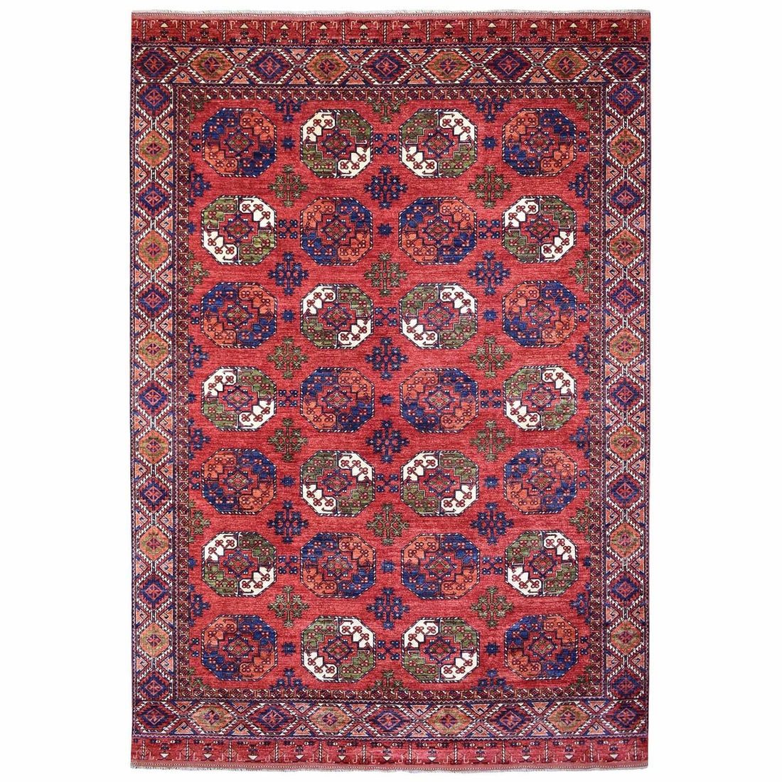 Rug 10'x13'9" Soft Wool Hand Knotted Coral Red Afghan Ersari (1 of 12)