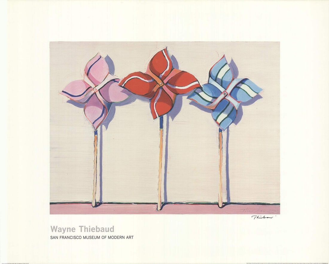 Pop WAYNE THIEBAUD Three Wind Toys (Lg) SIGNED 32" x 40" Offset Lithograph 2014 (1 of 18)