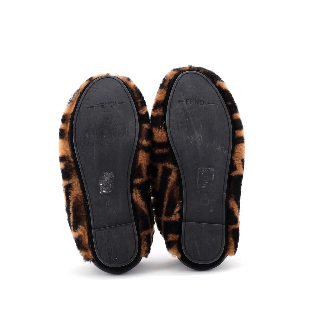 Shearling Fendi Women's FF Slippers Zucca - 4