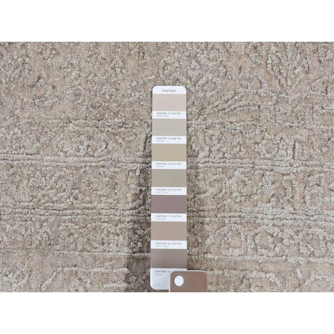 Rug 8'9"x12'1"Taupe Fine Jacquard Loomed Wool and Silk Zoroastrian Design - 8