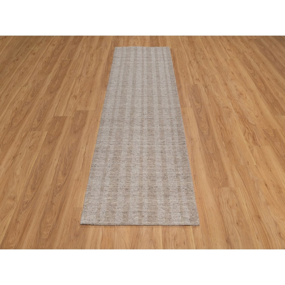 Rug 2'6"x8' Brown Natural Wool Salt and Pepper Effect Hand Loomed Runner - 2