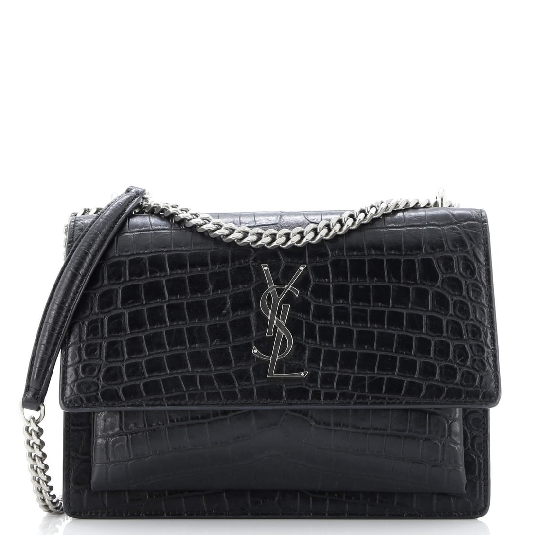 Medium Saint Laurent Sunset Crossbody Bag Crocodile Embossed Leather: Medium Saint Laurent Sunset Crossbody Bag Crocodile Embossed Leather This listing features Medium Saint Laurent Sunset Crossbody Bag Crocodile Embossed Leather. Item specifics are provided below. 