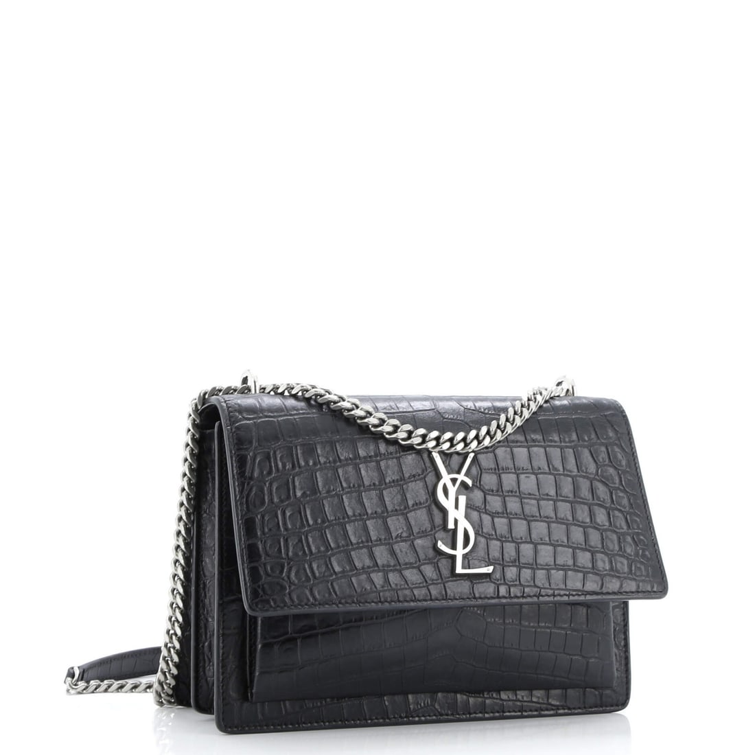 Medium Saint Laurent Sunset Crossbody Bag Crocodile Embossed Leather - 2