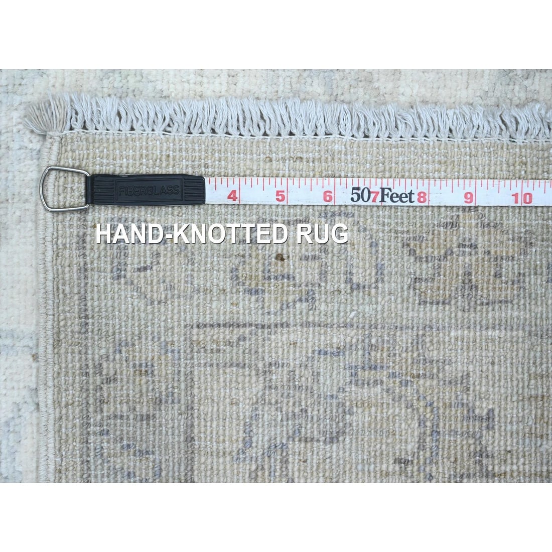 Rug 2'5"x11'1" White Washed Peshawar Leaf Design Hand Knotted Wool Runner - 6