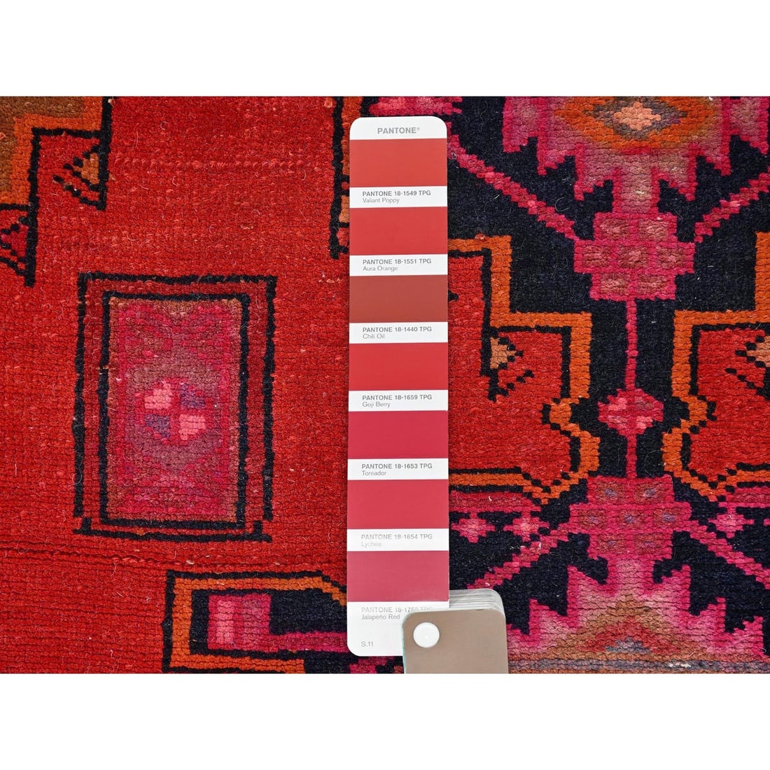 Runner 2'7"x12' Red Worn Out Vintage Zoroastrian Khamadan Hand Knotted Wool - 4