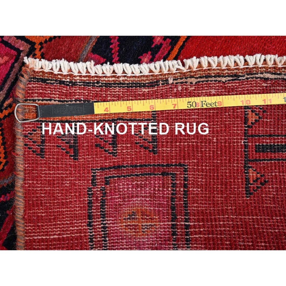 Runner 2'7"x12' Red Worn Out Vintage Zoroastrian Khamadan Hand Knotted Wool - 7