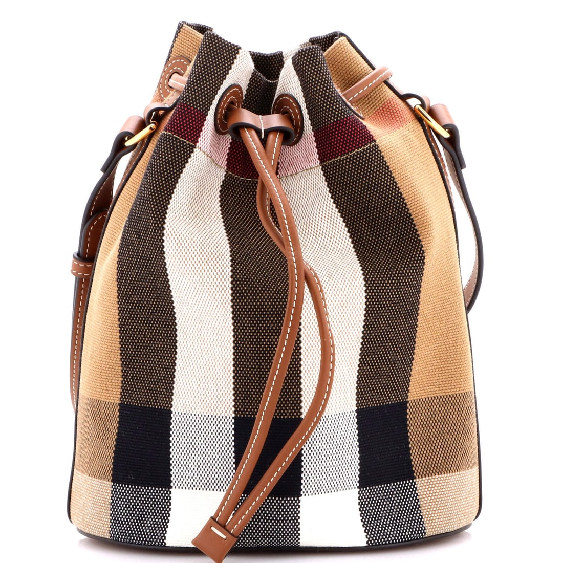 Small Burberry Drawstring Bucket Bag House Check Canvas with Leather: Small Burberry Drawstring Bucket Bag House Check Canvas with Leather This listing features Small Burberry Drawstring Bucket Bag House Check Canvas with Leather. Item specifics are provided below. Item