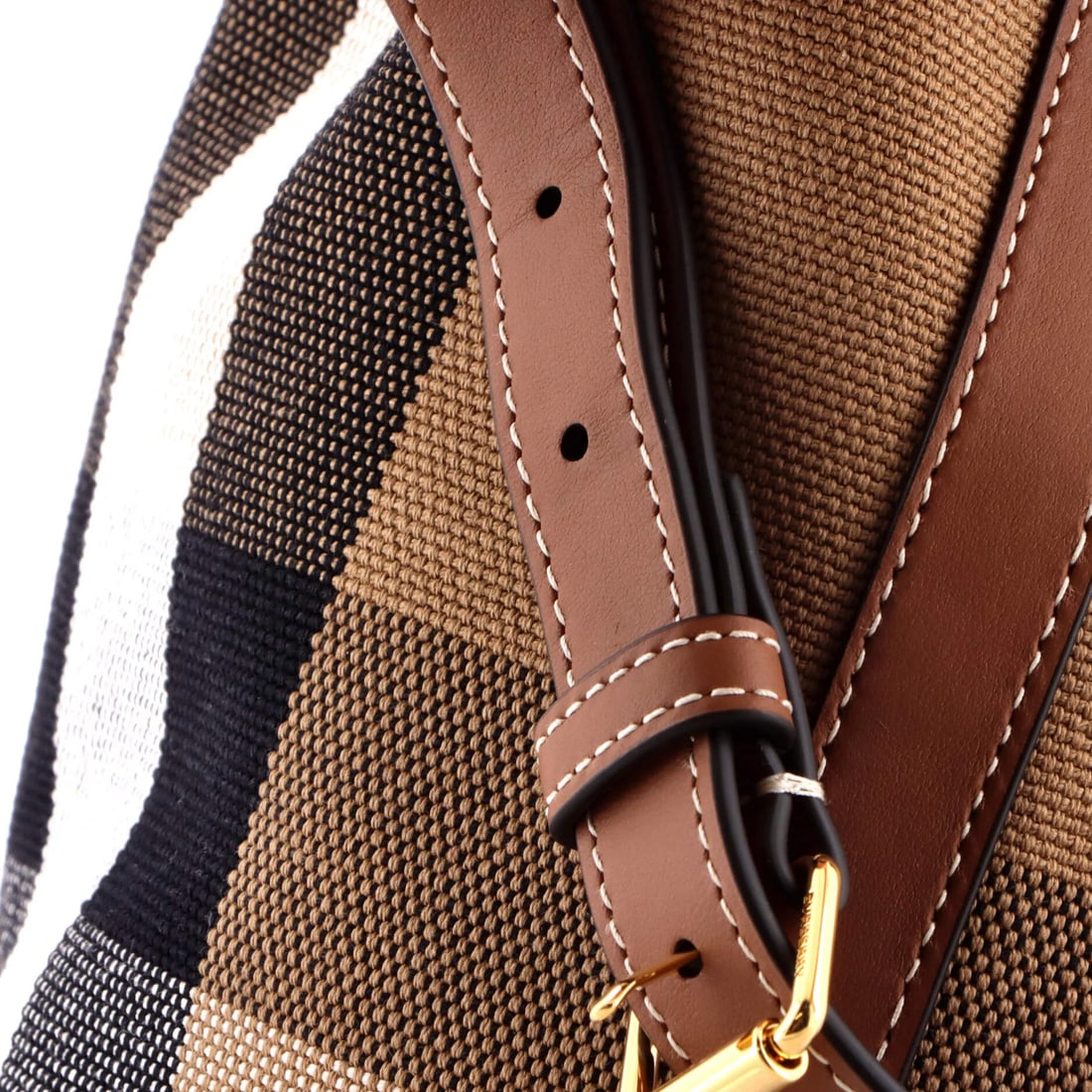 Small Burberry Drawstring Bucket Bag House Check Canvas with Leather - 7