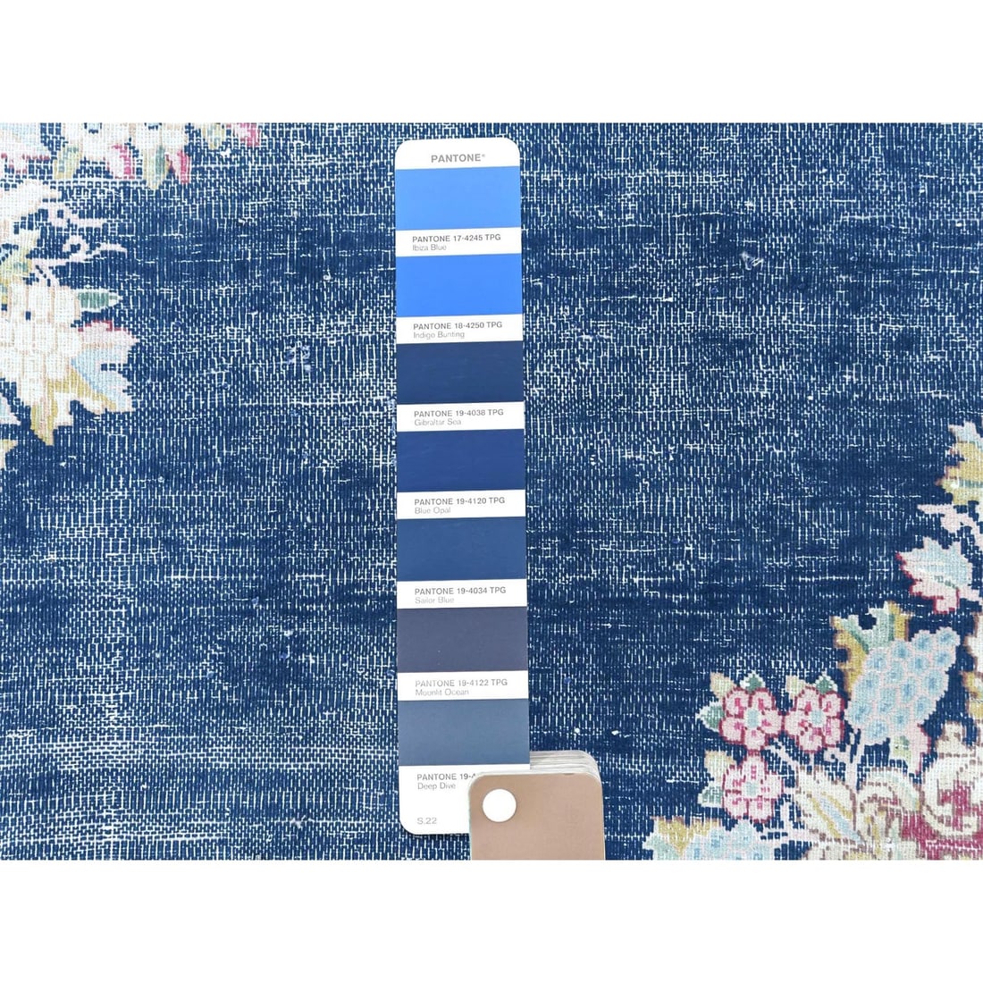 Rug - 8'6"x11'2" Worn Wool - Hand Knotted - Blue - Vintage Farsian Karman - 8