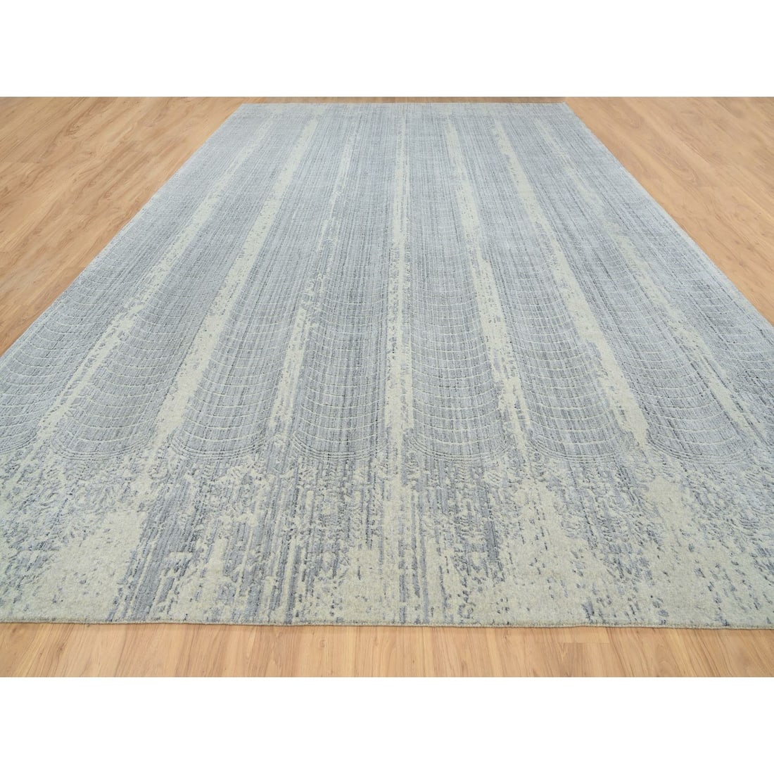 Rug 12'x17'10" Gray Wool And Plant Based Silk Hand Loomed Oversized - 3