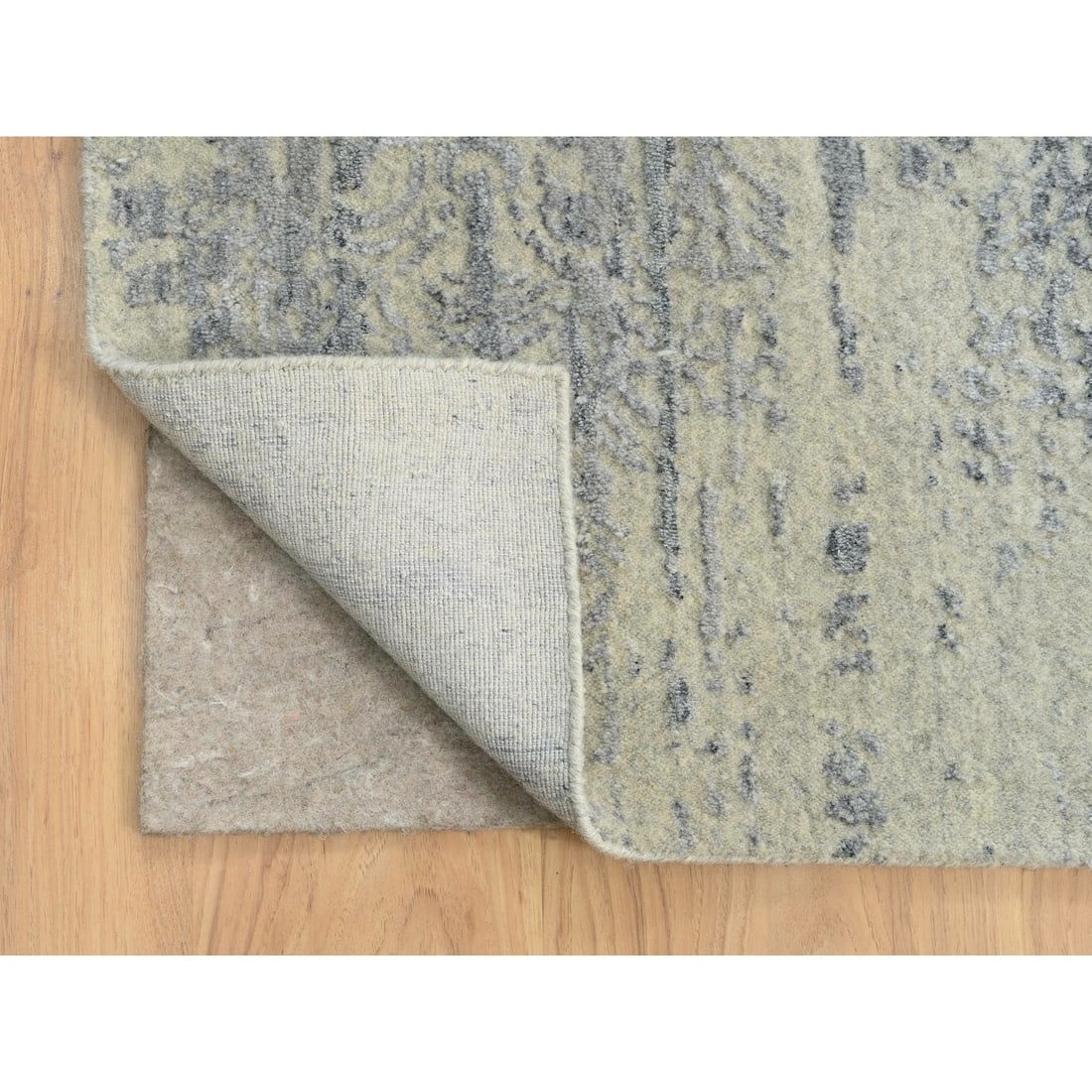 Rug 12'x17'10" Gray Wool And Plant Based Silk Hand Loomed Oversized - 5