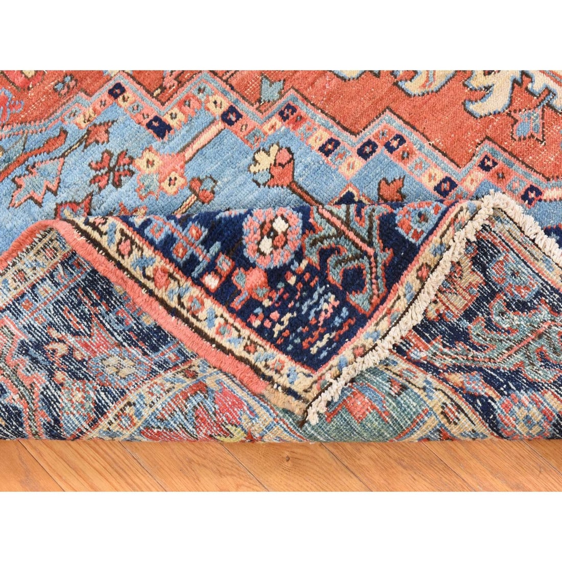 Rug 7'2"x10' Clay Red Antique Zoroastrian Heris Pure Wool Hand Knotted - 6