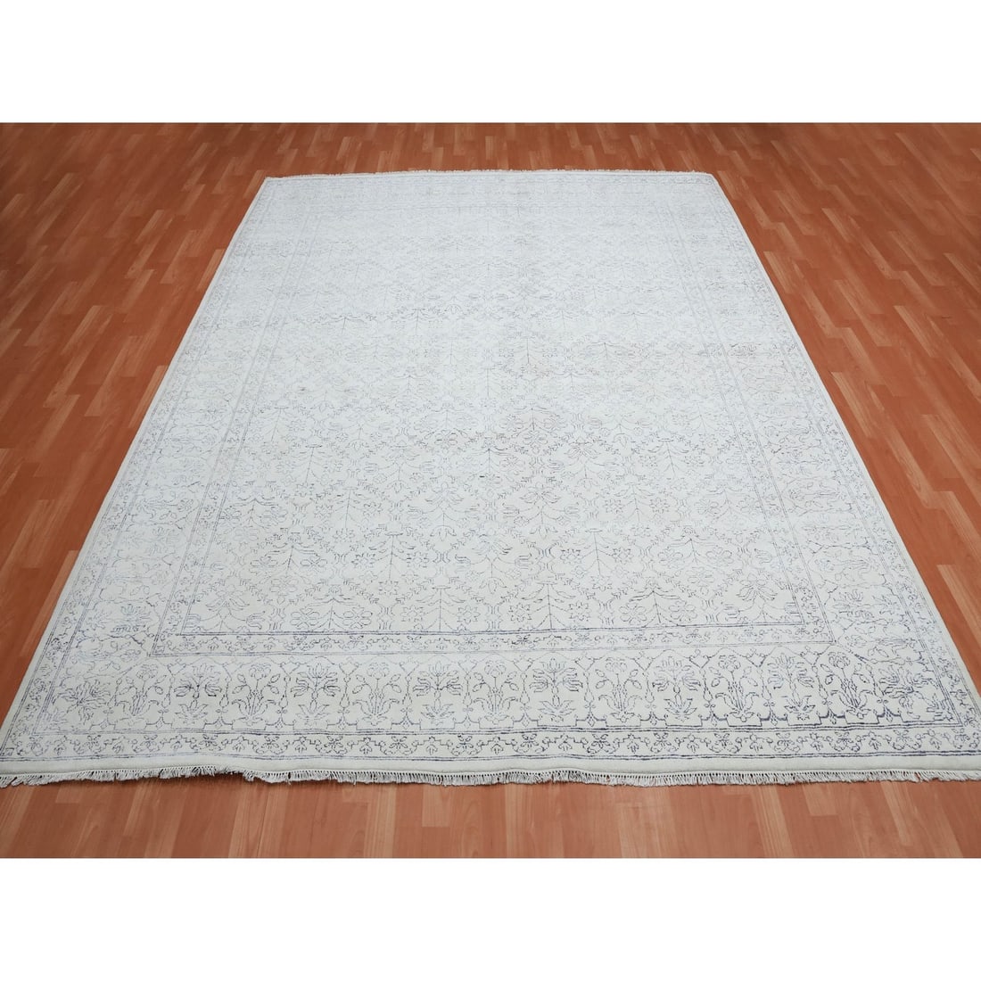 Rug 9'1"x11'10" Ivory Hand Knotted 100% Cotton Agra Design - 2