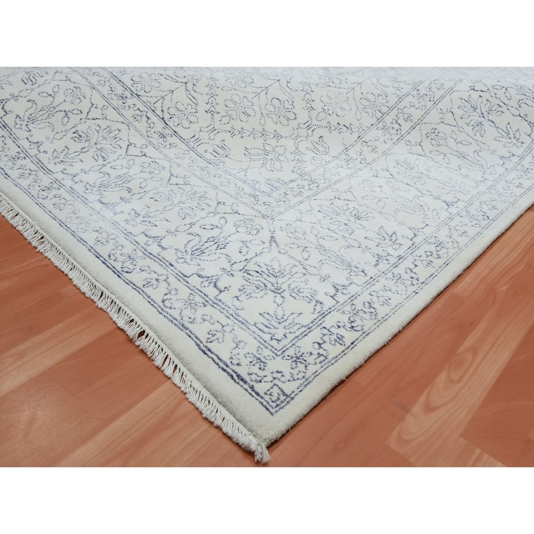 Rug 9'1"x11'10" Ivory Hand Knotted 100% Cotton Agra Design - 6