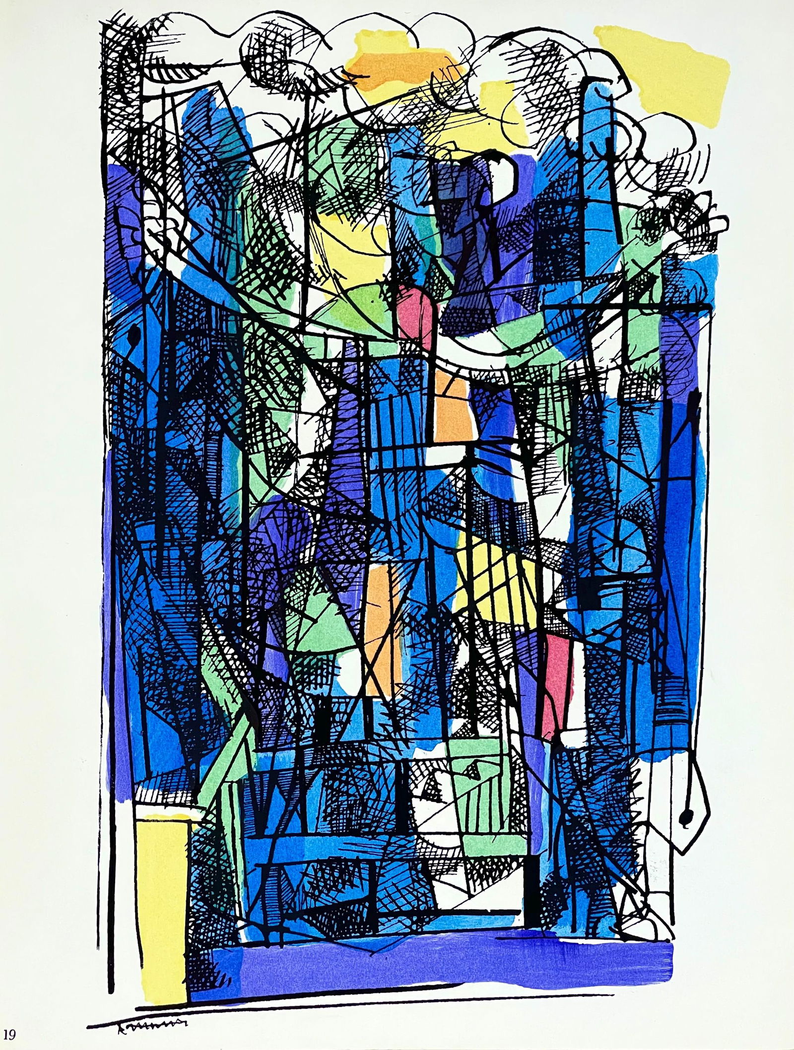 Lithograph - Abraham Rattner - Study for Window Cleaner - 7