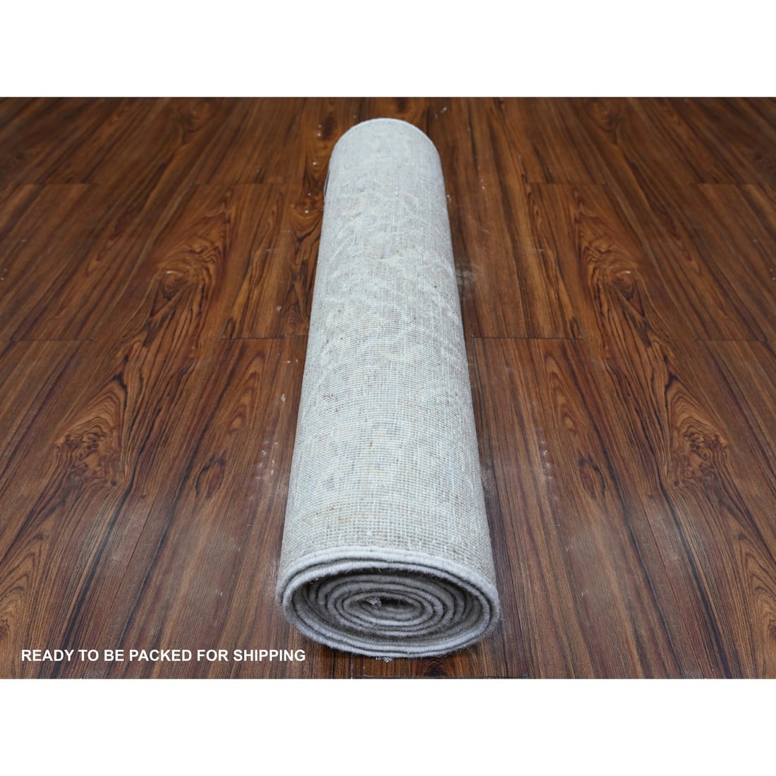 Rug 2'6"x10'3" Gray Soft Wool White Wash Peshawar Hand Knotted Runner - 4