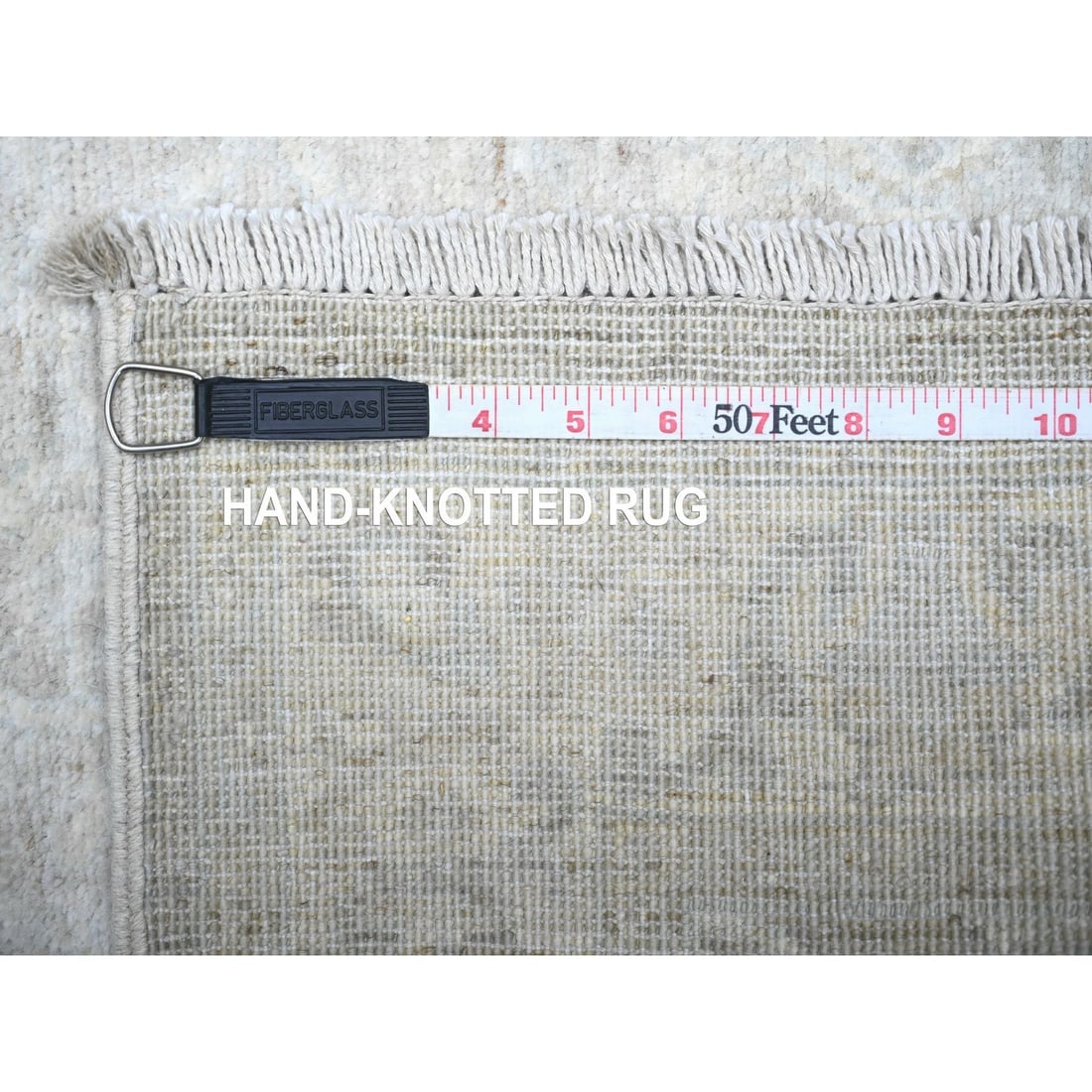 Rug 2'6"x10'3" Gray Soft Wool White Wash Peshawar Hand Knotted Runner - 6