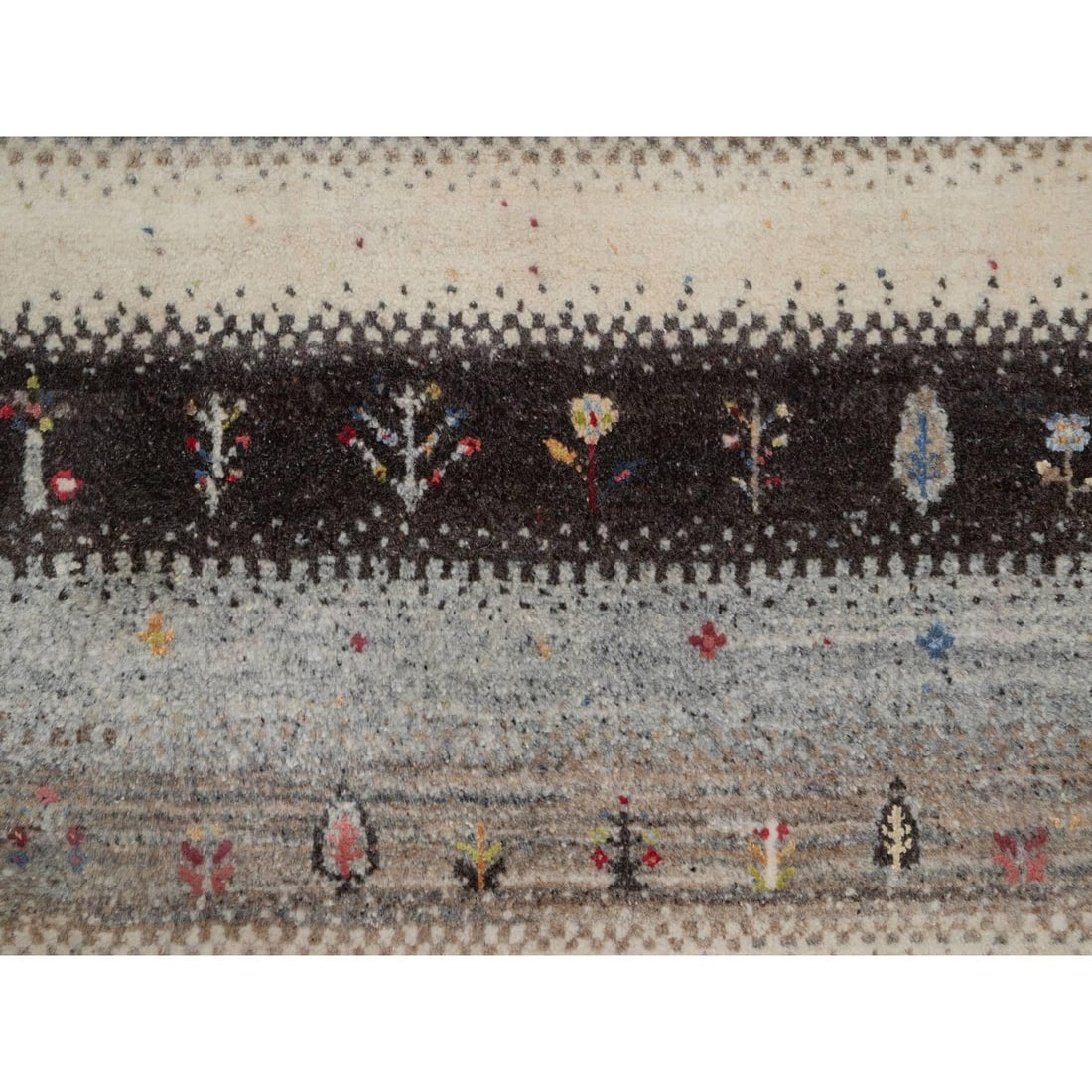 Rug 2'x3'1" White Hand Knotted Lori Buft Tree Design Wool Mat Oriental - 5