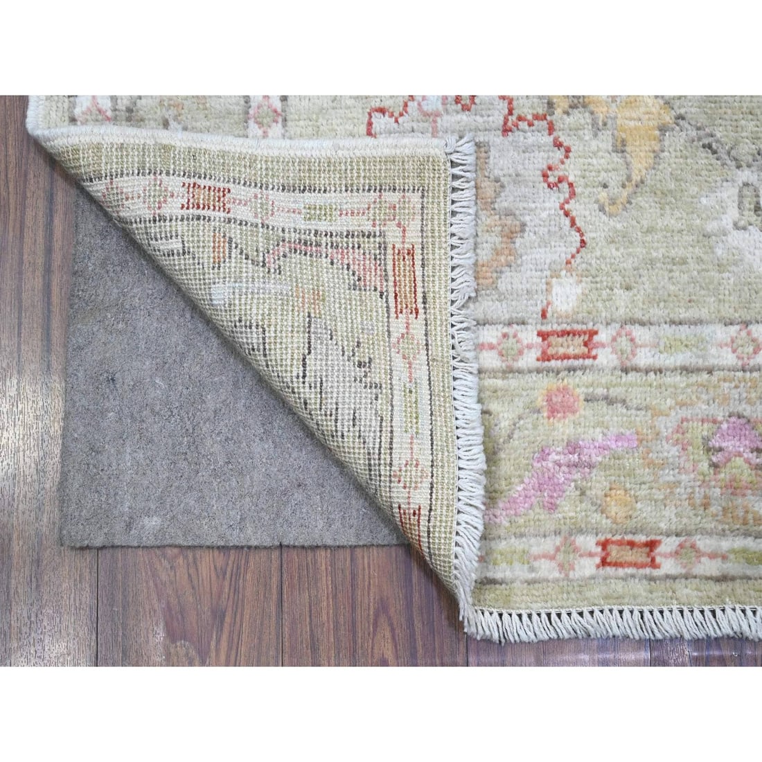 Rug 4'x15'9" Moss Green Afghan Angora Oushak Wide Runner Oriental - 2