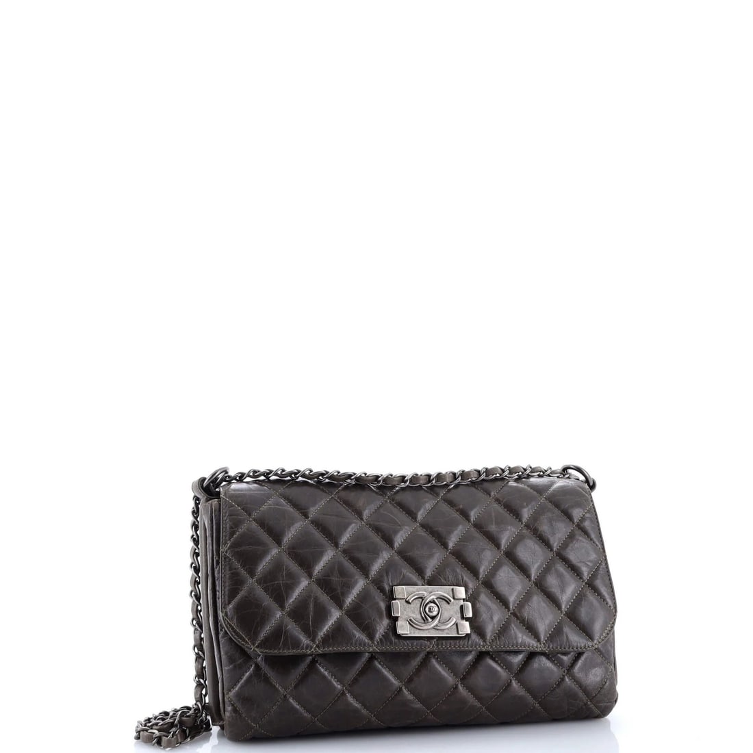 Medium Chanel Boy Clasp Chain Bag Quilted Aged Calfskin - 2