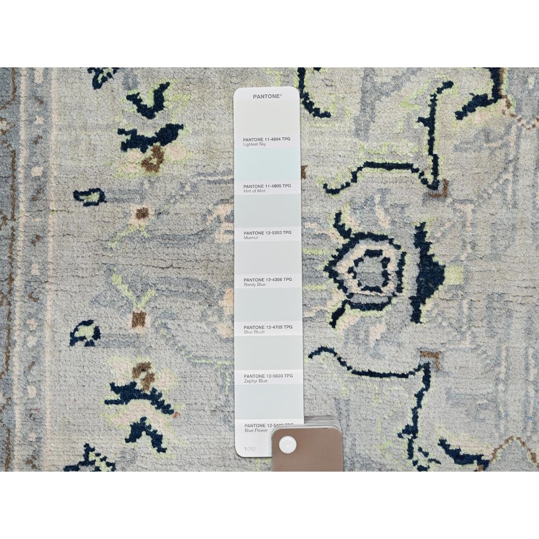 Rug 3'1"x4'10" Marian Blue Seeripe Heris Design Natural Wool Hand Knotted - 4