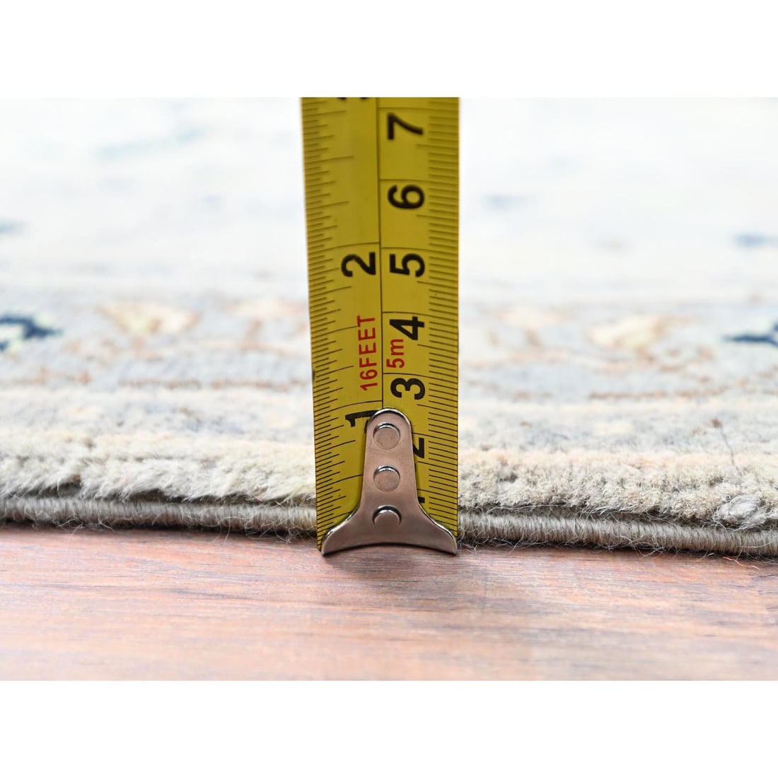 Rug 3'1"x4'10" Marian Blue Seeripe Heris Design Natural Wool Hand Knotted - 6