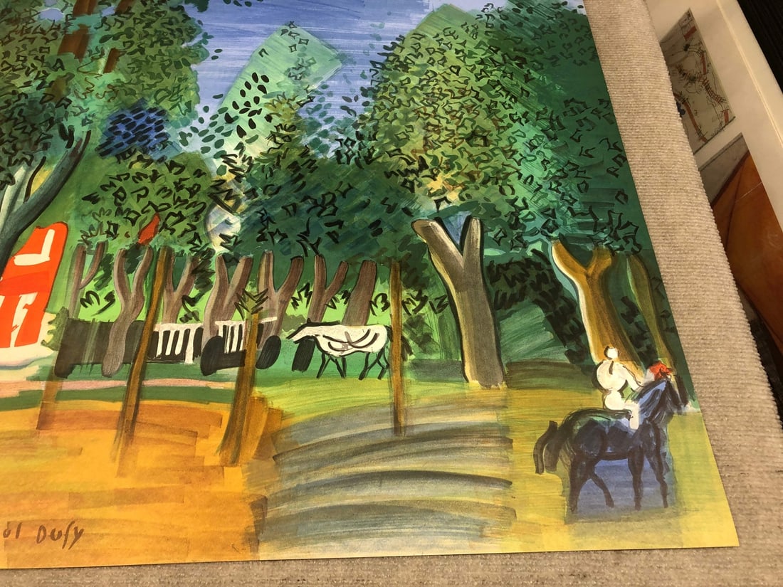 Multicolo RAOUL DUFY Paddock-Deauville 24.5" x 39" Lithograph 1960 Impressionism - 10