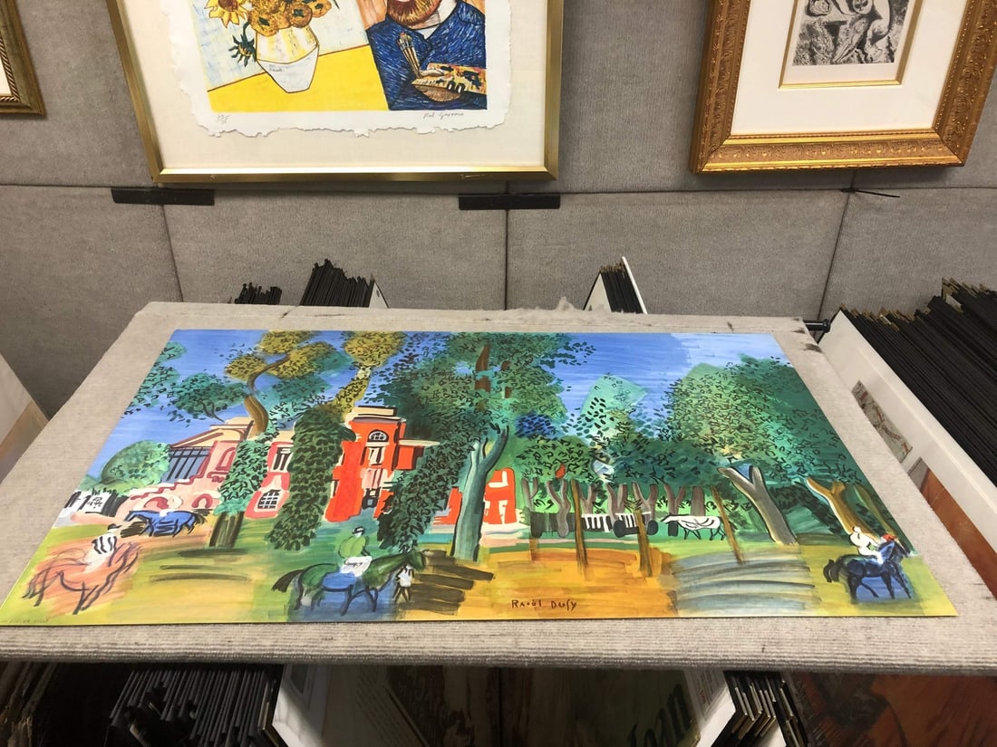 Multicolo RAOUL DUFY Paddock-Deauville 24.5" x 39" Lithograph 1960 Impressionism - 2