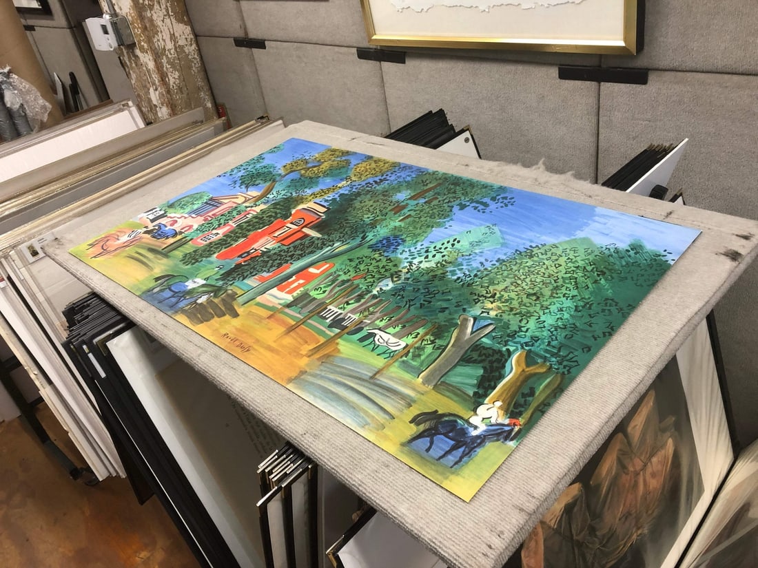 Multicolo RAOUL DUFY Paddock-Deauville 24.5" x 39" Lithograph 1960 Impressionism - 4