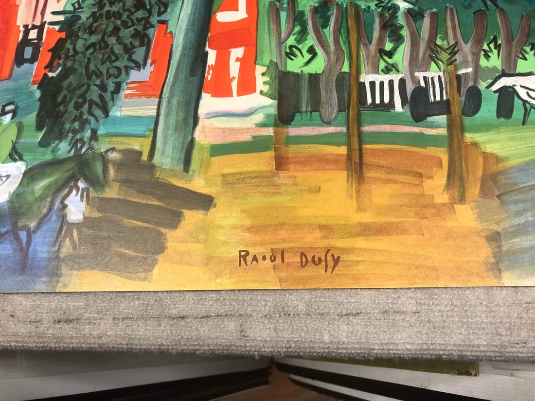 Multicolo RAOUL DUFY Paddock-Deauville 24.5" x 39" Lithograph 1960 Impressionism - 5