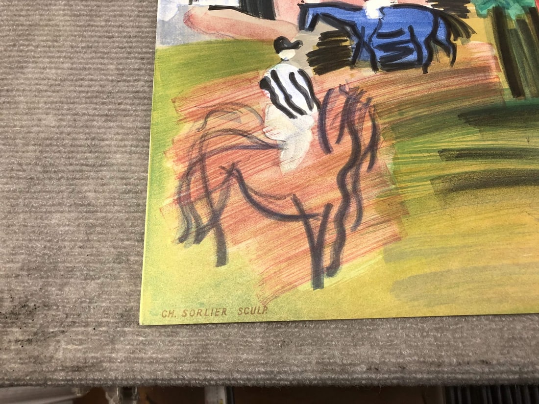 Multicolo RAOUL DUFY Paddock-Deauville 24.5" x 39" Lithograph 1960 Impressionism - 6