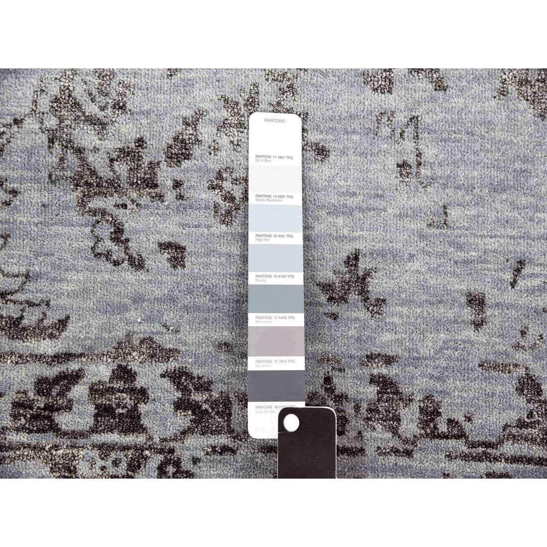 Rug 8'10"x11'9" Gray Wool and Silk Hand Knotted Zoroastrian Tebraz Design - 8