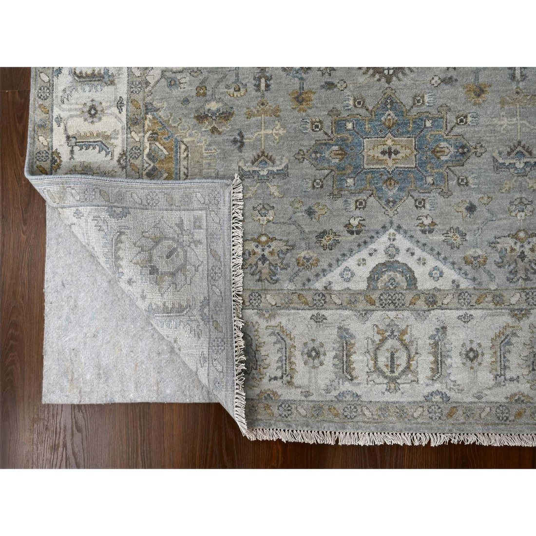 Rug 6'x11'9" Stargazer Gray Karajeh Geometric Hand Knotted Wide Runner - 3