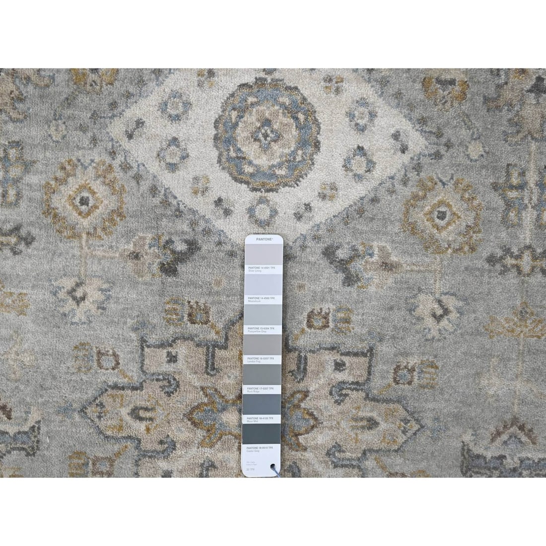 Rug 6'x11'9" Stargazer Gray Karajeh Geometric Hand Knotted Wide Runner - 4