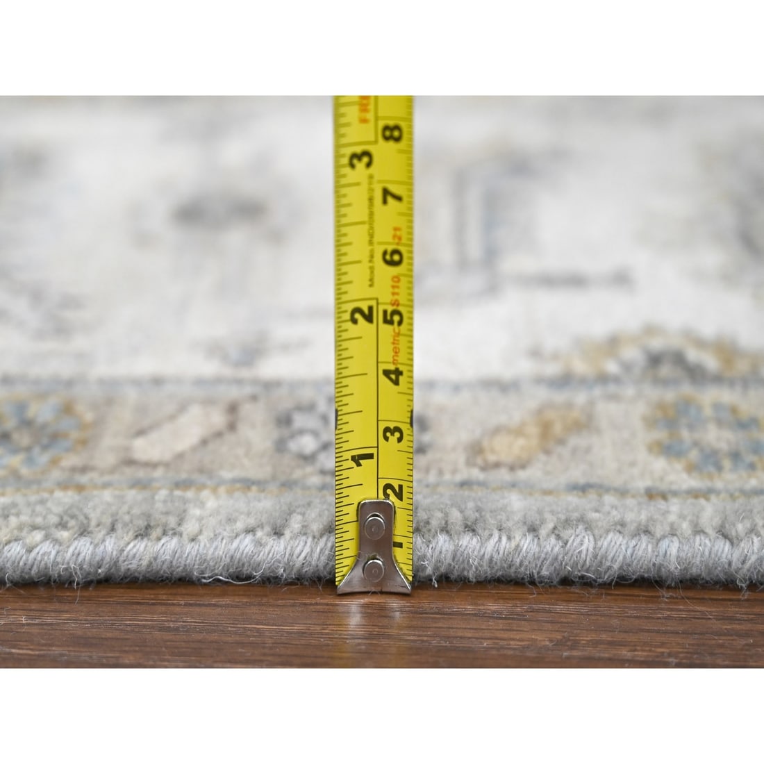 Rug 6'x11'9" Stargazer Gray Karajeh Geometric Hand Knotted Wide Runner - 6