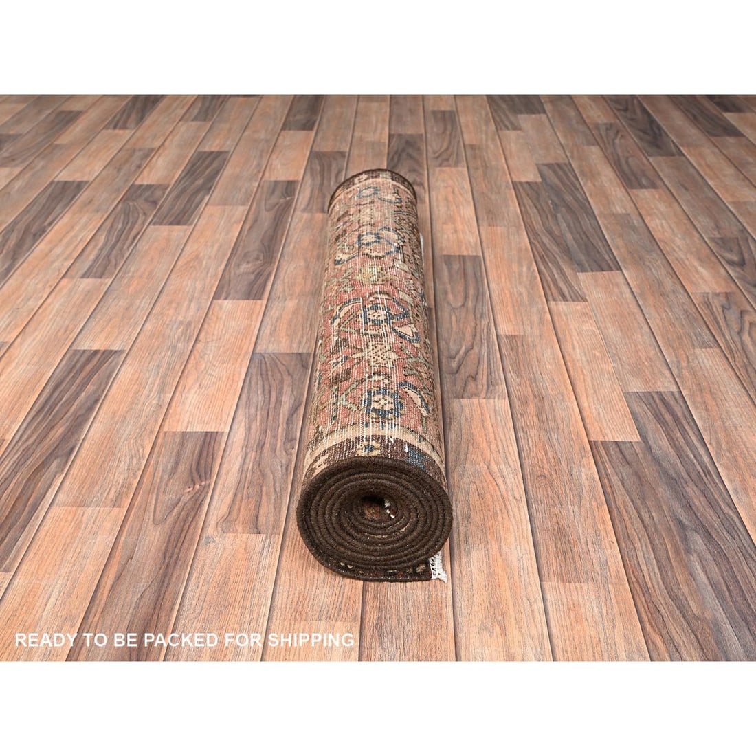 Rug 3'x9'3" Brown Zero Pile Vintage Zoroastrian Wool Hand Knotted Runner - 5