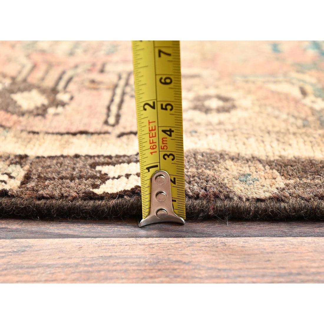 Rug 3'x9'3" Brown Zero Pile Vintage Zoroastrian Wool Hand Knotted Runner - 6