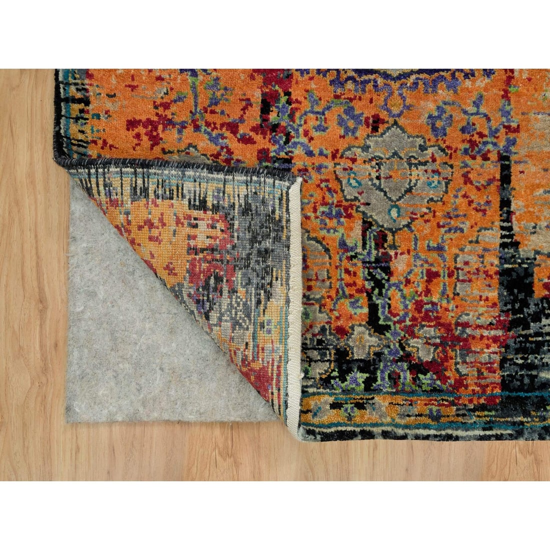 Rug 3'2"x5'1" Coral Rose Red Hand Knotted Ancient Ottoman Erased Design - 3